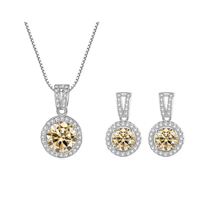 2Ct Moissanite Necklace Earrings Set Sterling Silver 925 Wedding Jewelry