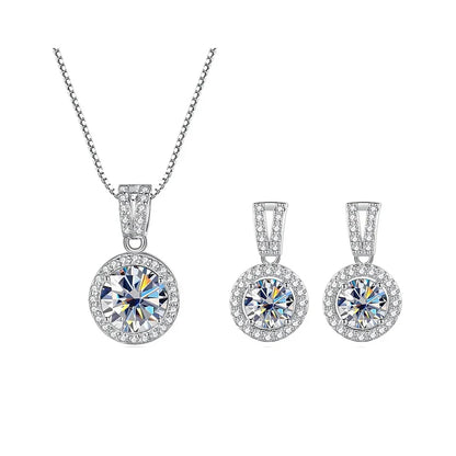 2Ct Moissanite Necklace Earrings Set Sterling Silver 925 Wedding Jewelry
