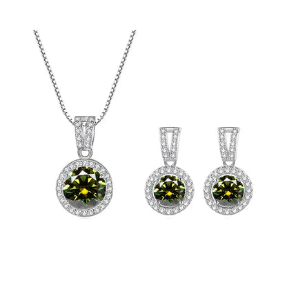 2Ct Moissanite Necklace Earrings Set Sterling Silver 925 Wedding Jewelry